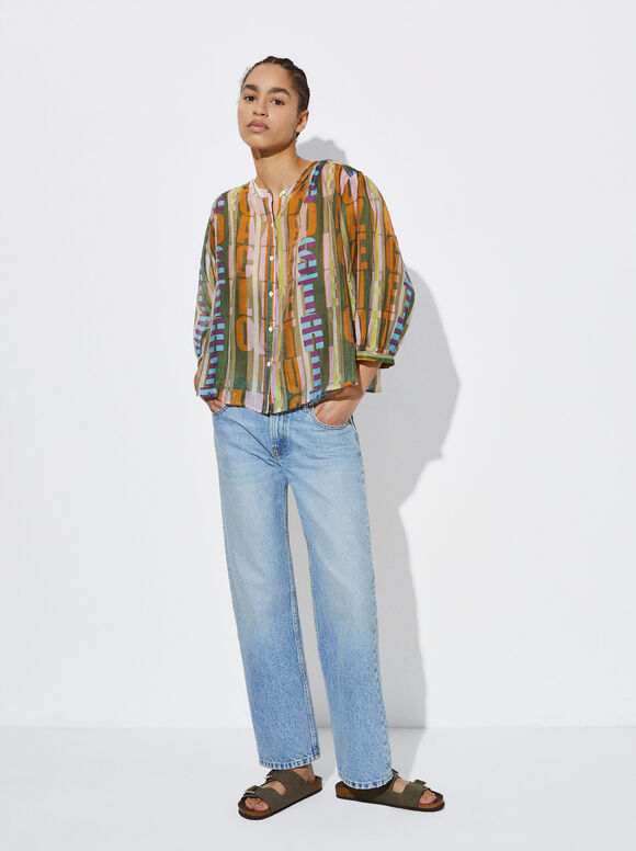 Camisa de liocel estampada - Multicolorida