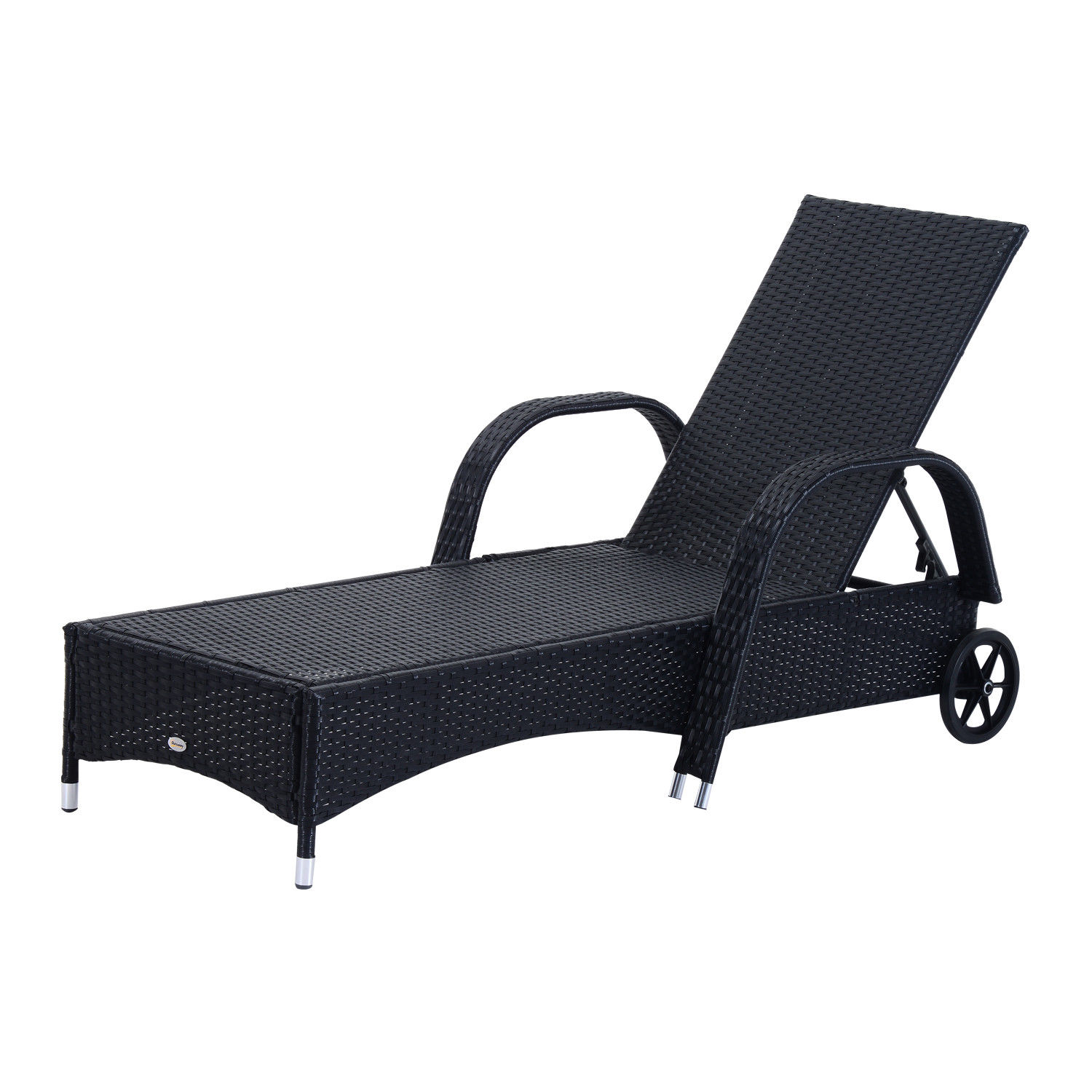 Outsunny Rattan Sonnenliegen mit Tisch 200 x 73 x (30-103) cm (LxBxH)