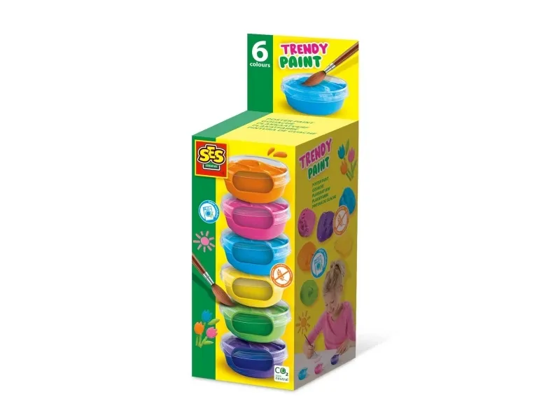 SES Creative 00382, Blå, Grøn, Orange, Lyserød, Lilla, Gul, Plakatmaling, Indsæt, 45 ml, 6 stk |