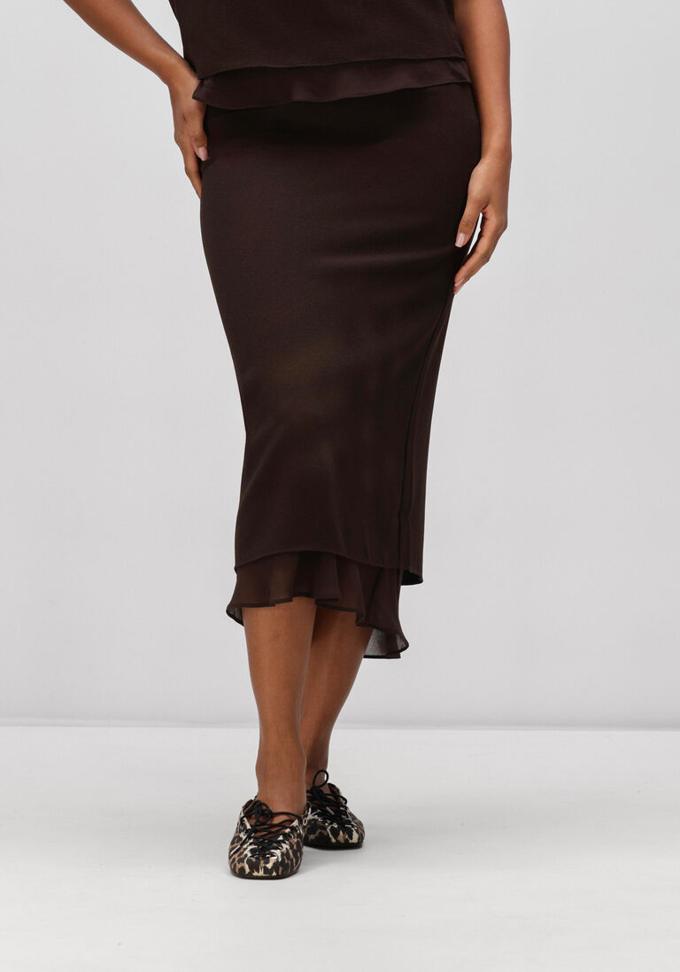 bruine rotate rokken midi skirt two layers