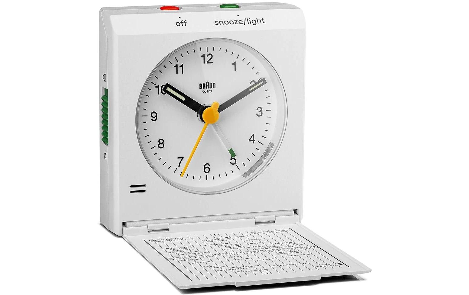 Klassischer Wecker Reiselog WeissReisewecker
