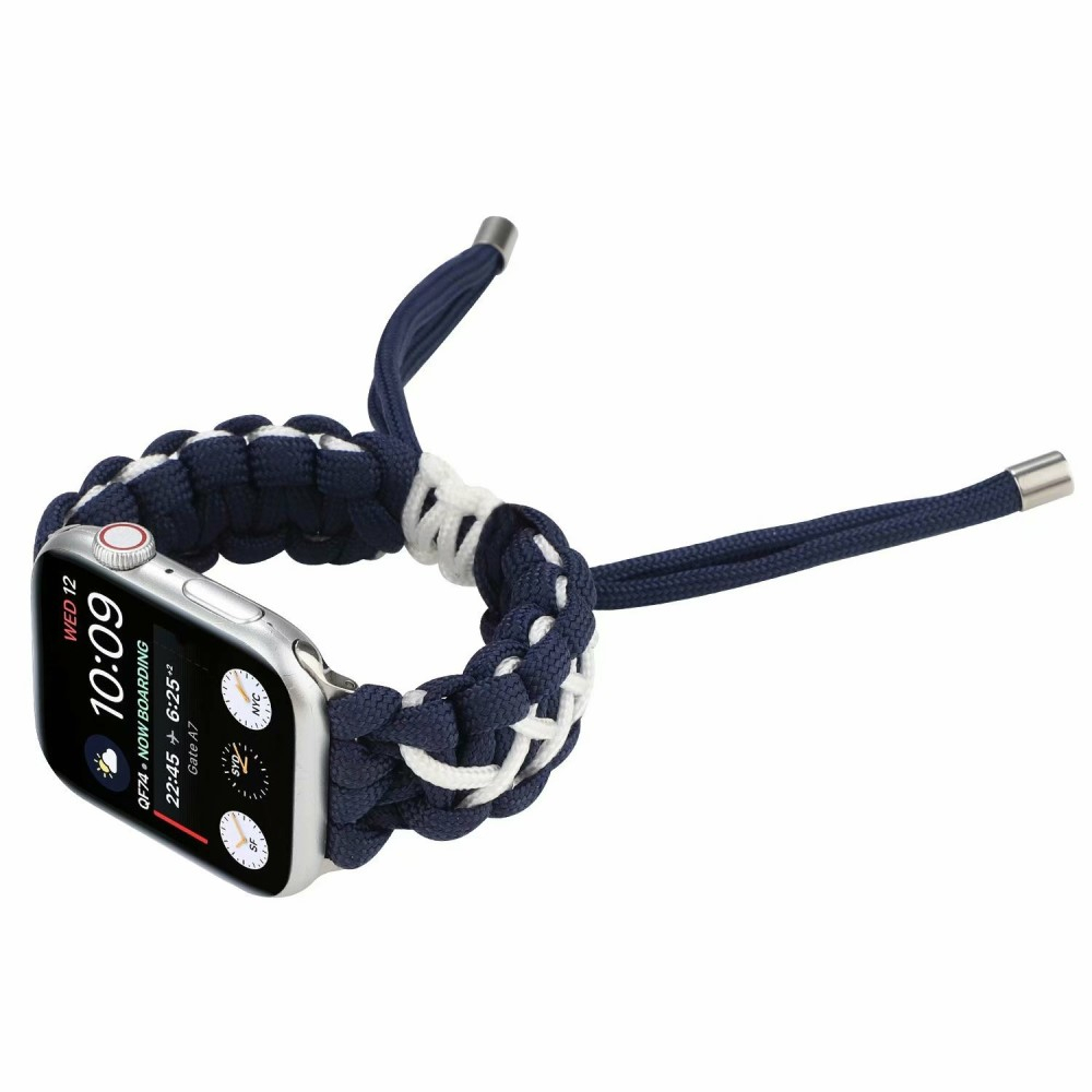 Apple Watch (42/41/40/38 mm) Geflochtenes Nylon Armband (Gelenkumfang: 180-230mm) - Blau / Weiss