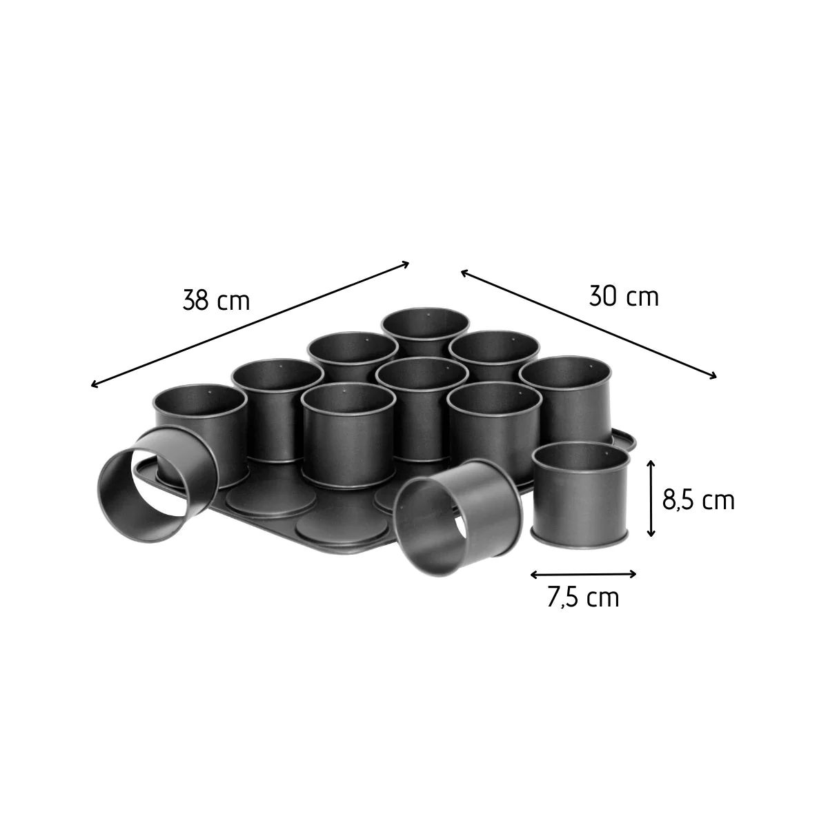 Plaque pâtisserie 12 mini moules ronds amovibles Black Metallic Zenker