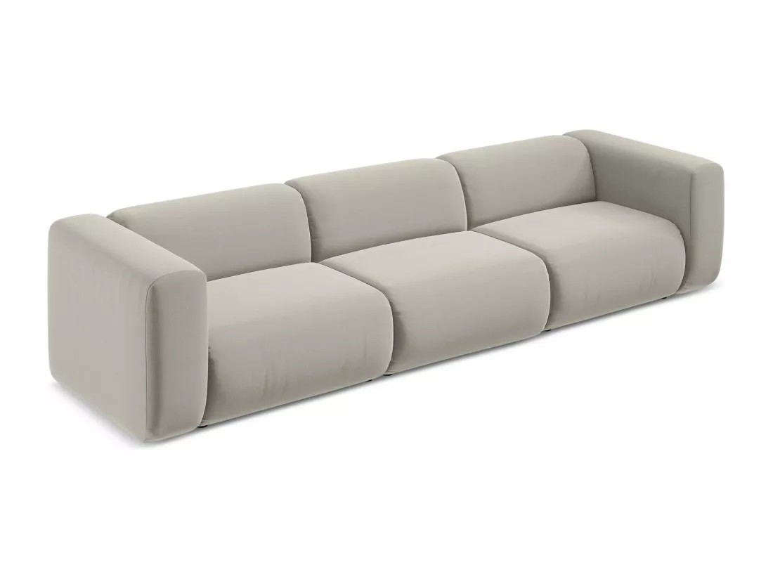 Canapé modulable 4 places en velours - perle - EKAHI