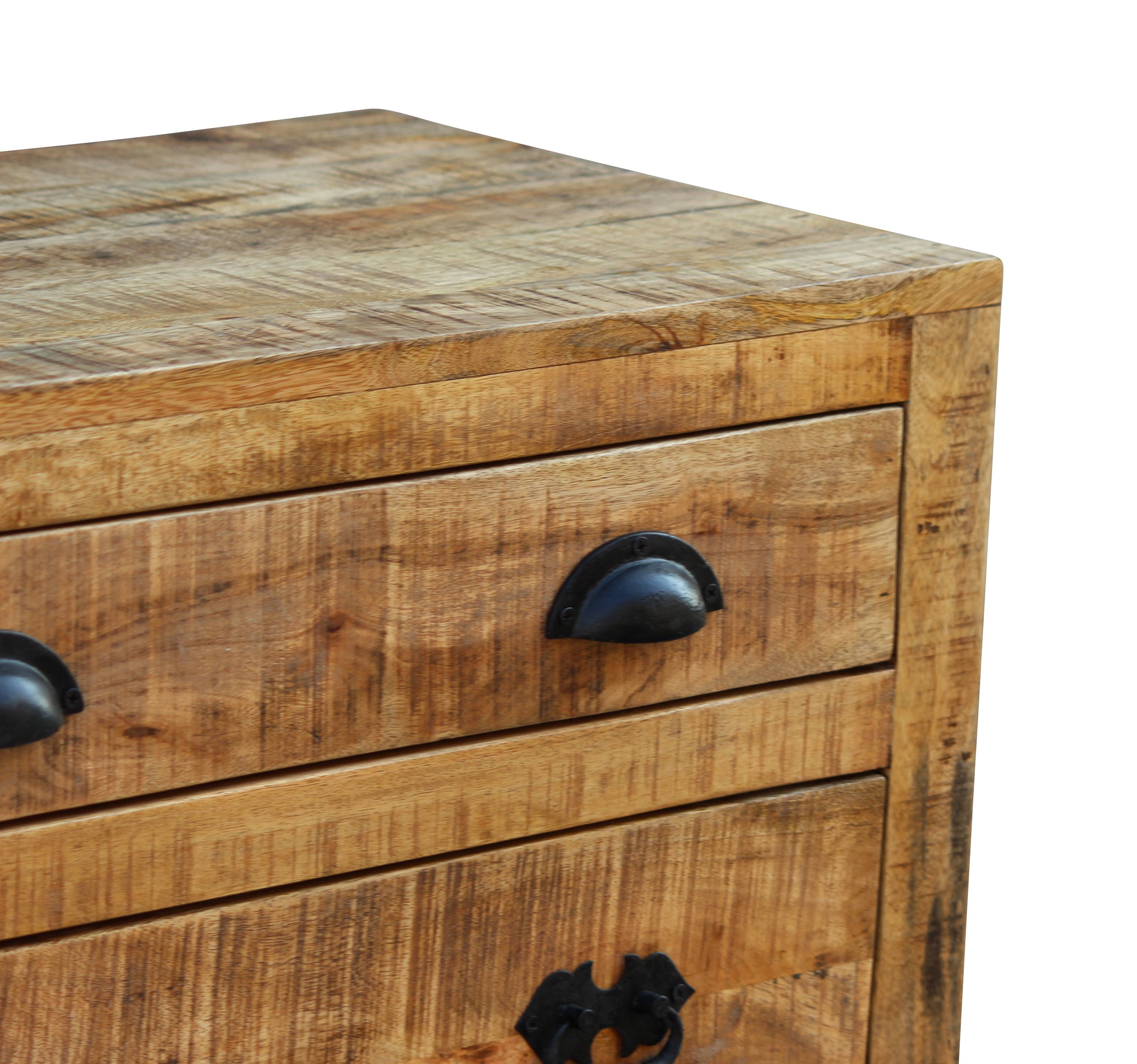 Kommode Holz Vintage FABRIZIO auf Rollen 70 x 75 cm