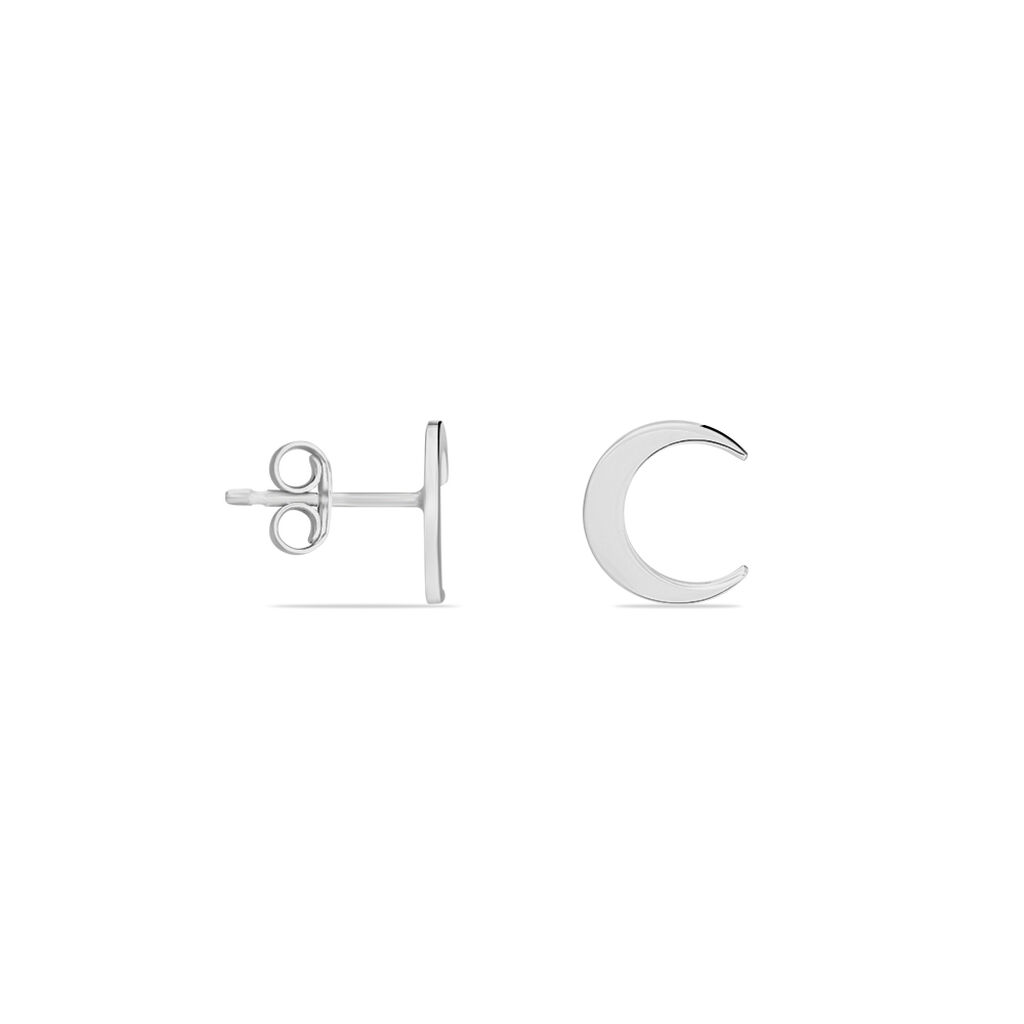 Boucles D'oreilles Puces Astre Argent Blanc