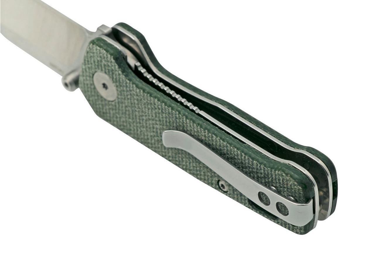 QSP Knife Penguin Mini QS130XS-C, Satin 14C28N, Green Micarta zakmes