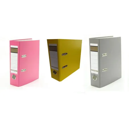 Livepac Office Ordner DIN A5, quer, 75 mm breit, 3 Stück je 1x in gelb, pink und grau