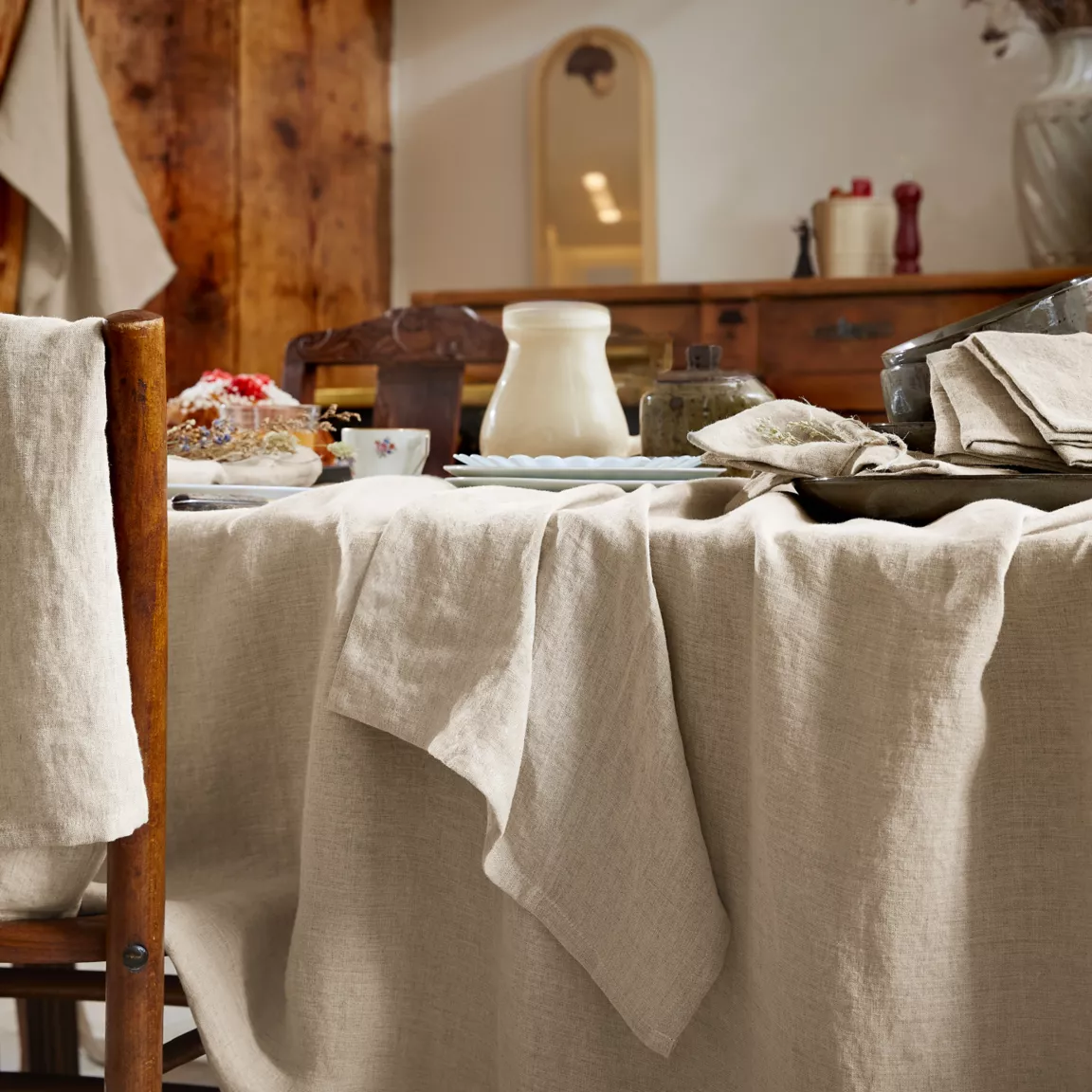 Lot de 2 essuie-mains lin lavé (50 x 70 cm) Louise Beige