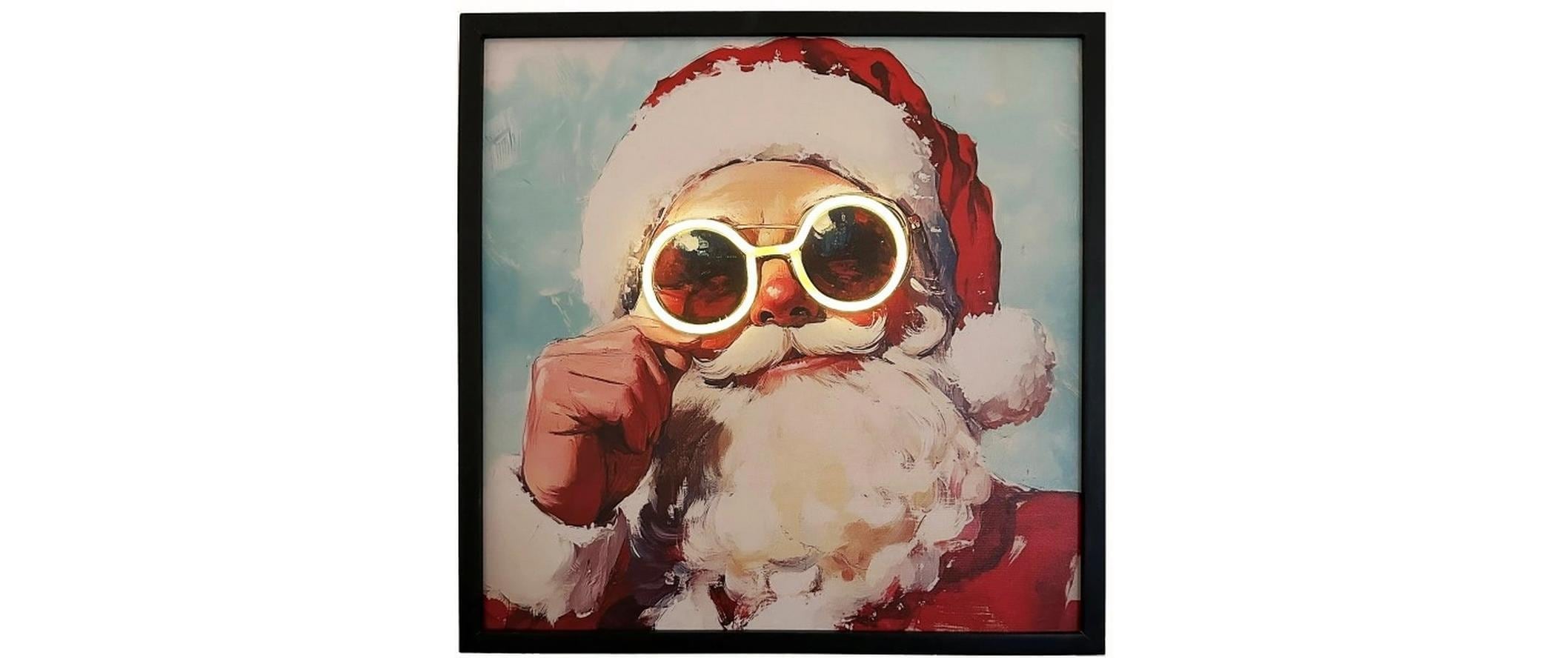 LED-Dekofigur »Bild Santa Neon Brille 46 cm x 46 cm«