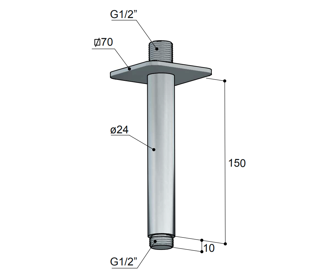 Hotbath Gal plafondbuis 15cm geborsteld messing PVD