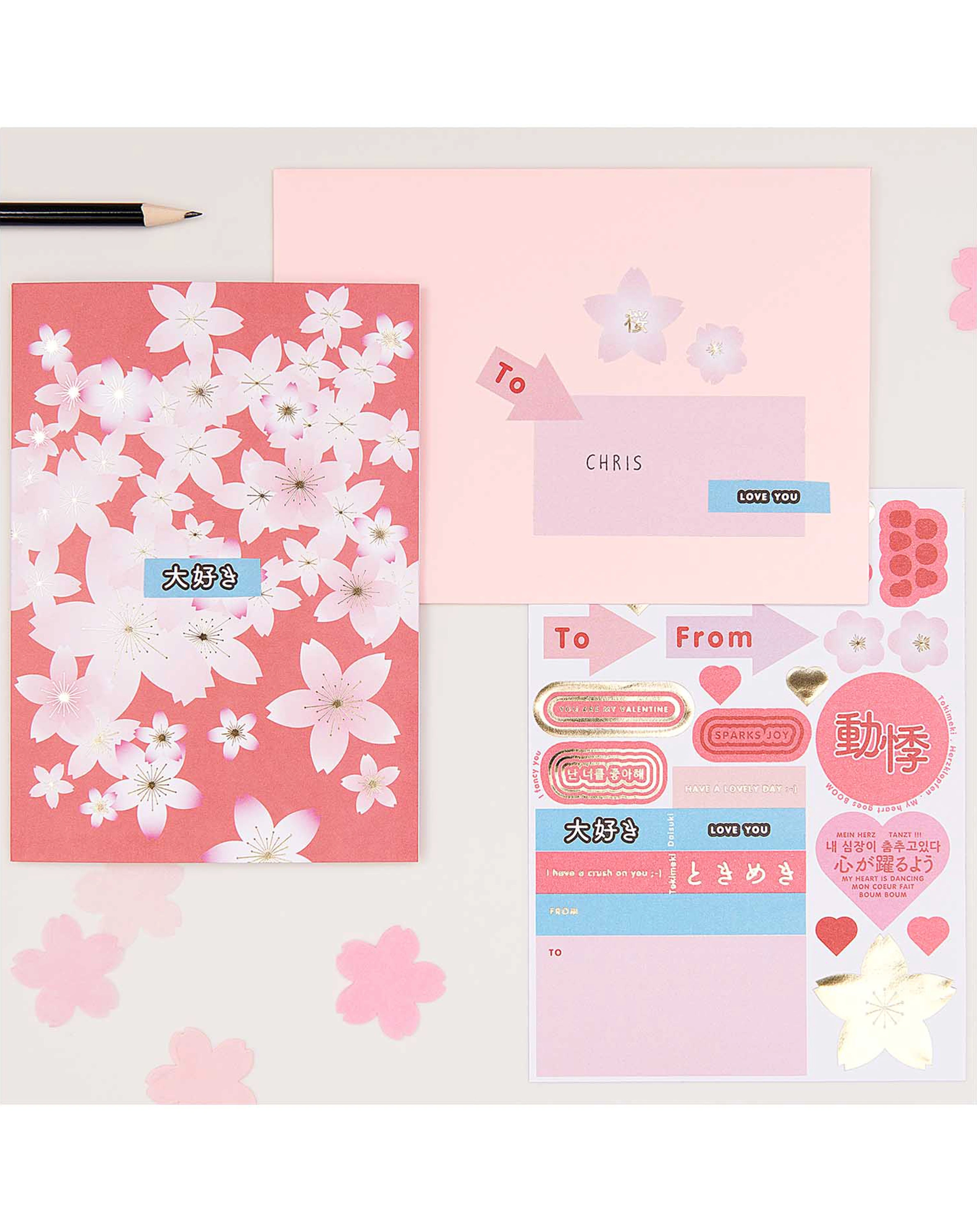 Grußkartenset DIY SAKURA SAKURA 4-teilig in rot