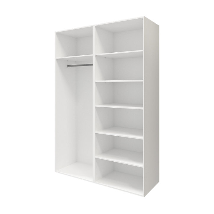 Armoire penderie portes coulissantes blanches brillantes et effet chêne GoodHome Atomia H. 225 x L. 150 x P. 63,5 cm