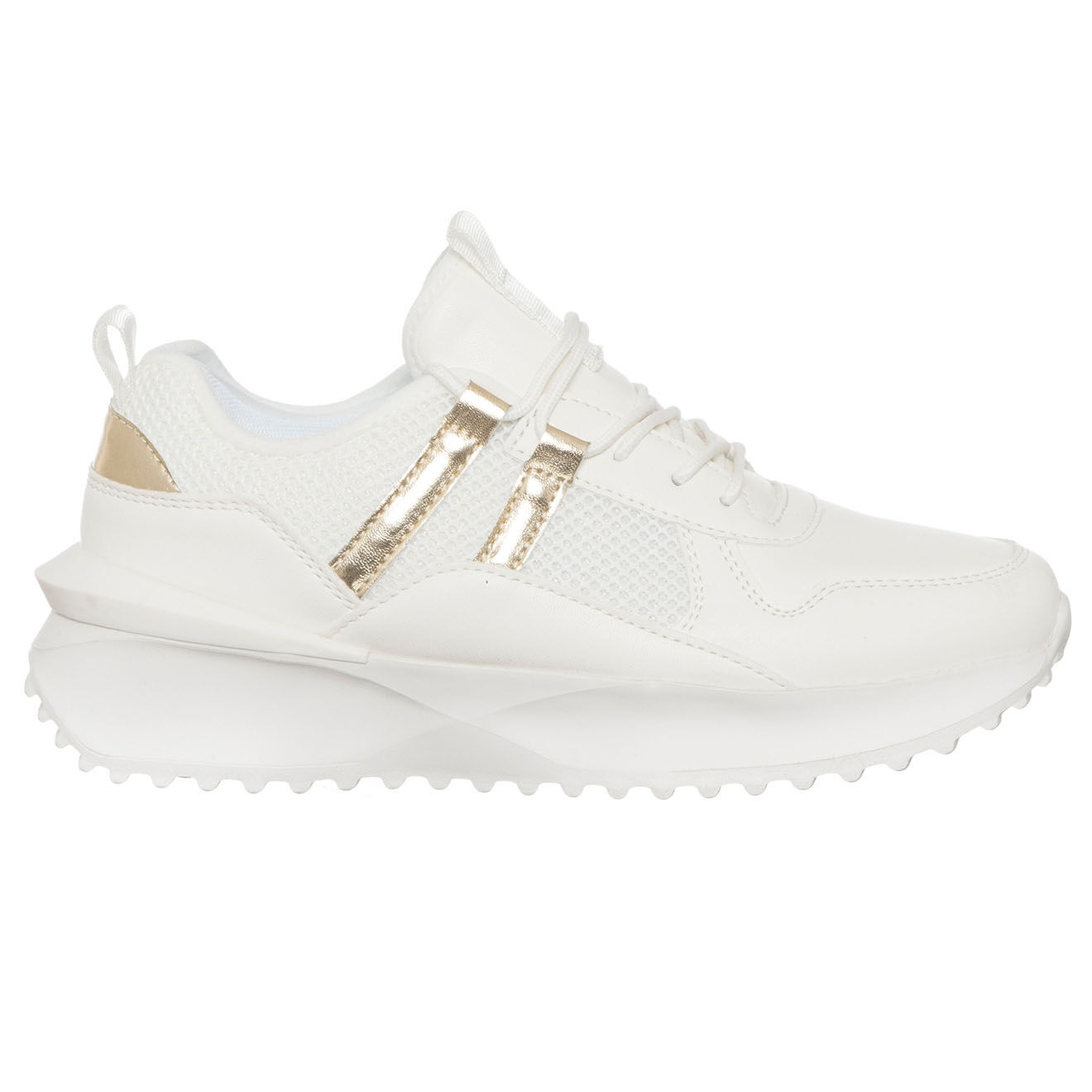 Loretta by Loretta Sneakers Tania blanc/doré - Plateforme 4 cm