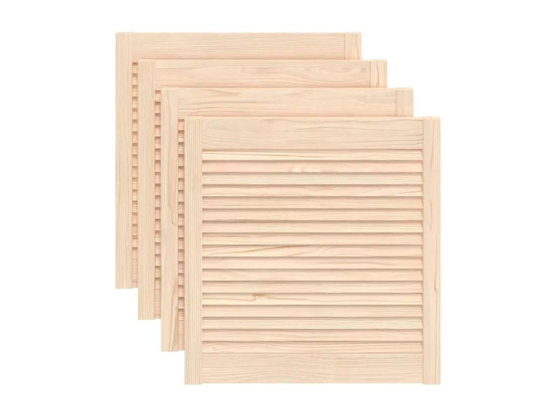 Portes d'armoire à persiennes 4 pcs 61,5x59,4 cm pin massif