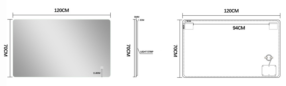 Saniclear Aspen spiegel 120x70cm met LED verlichting en spiegelverwarming