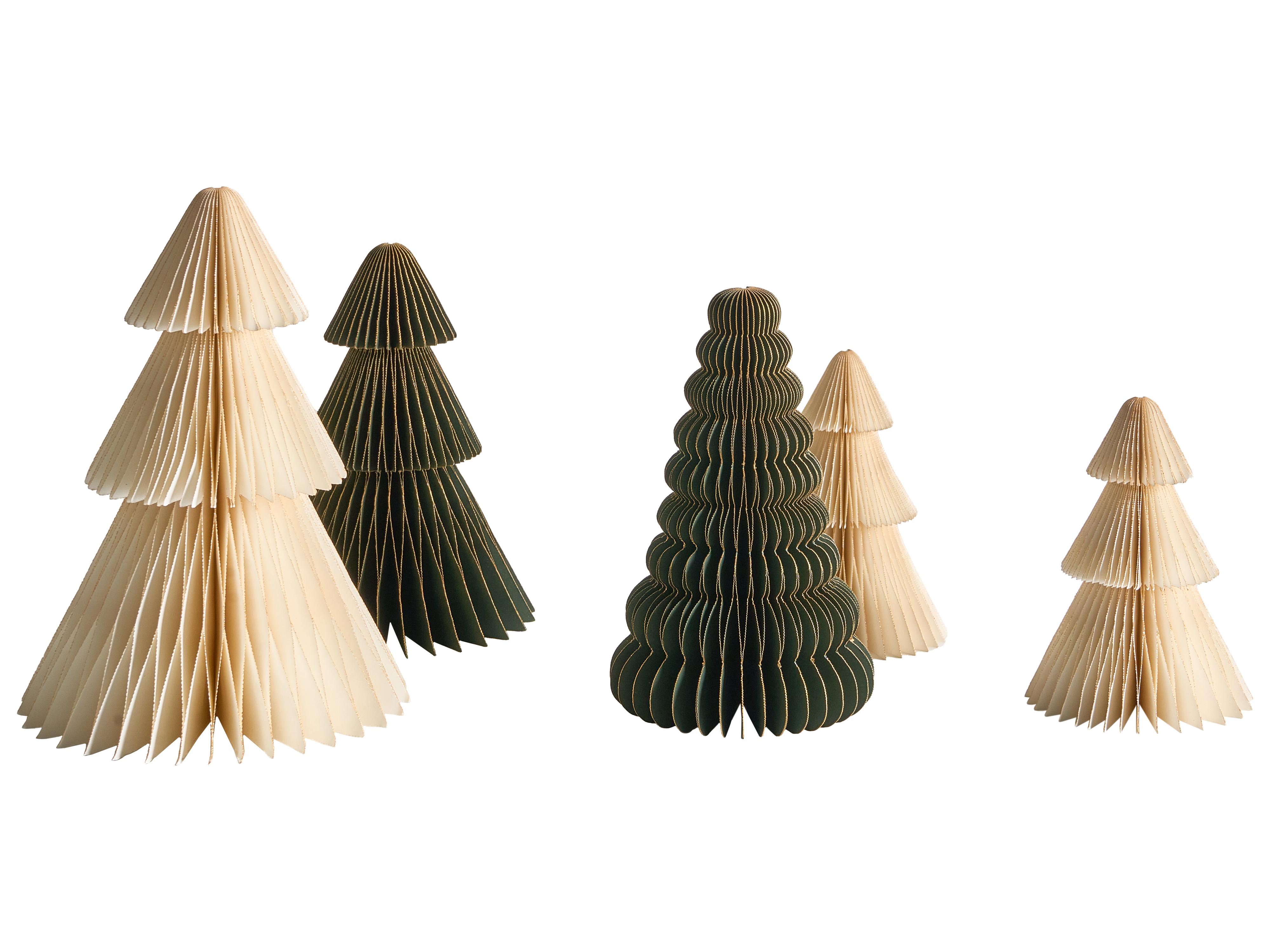 Set van 5 kerstdecoraties VORMA Kerstboom 25 cm Beige/groen