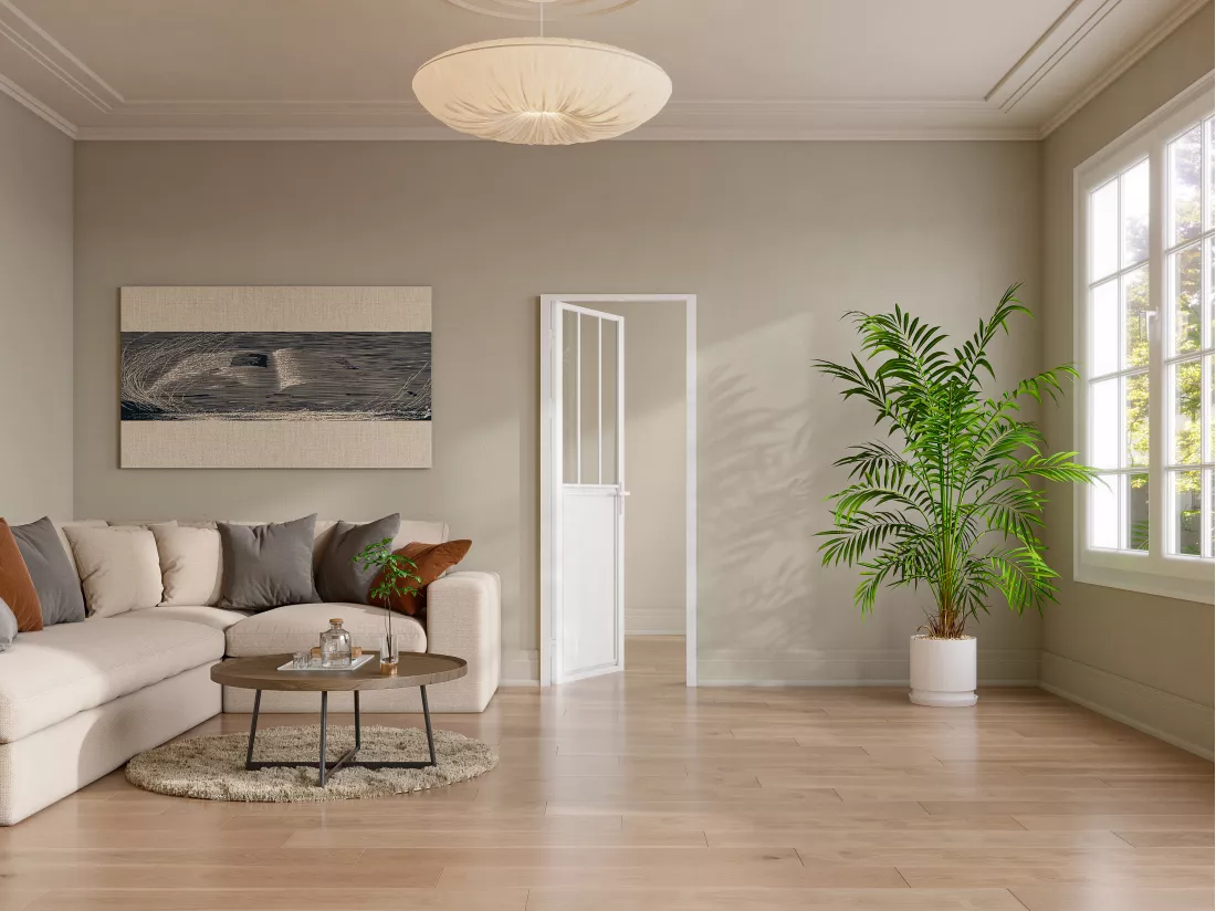 Bloc porte réversible en aluminium et verre trempé style atelier - H204 x L73 cm - Blanc - ERMELO
