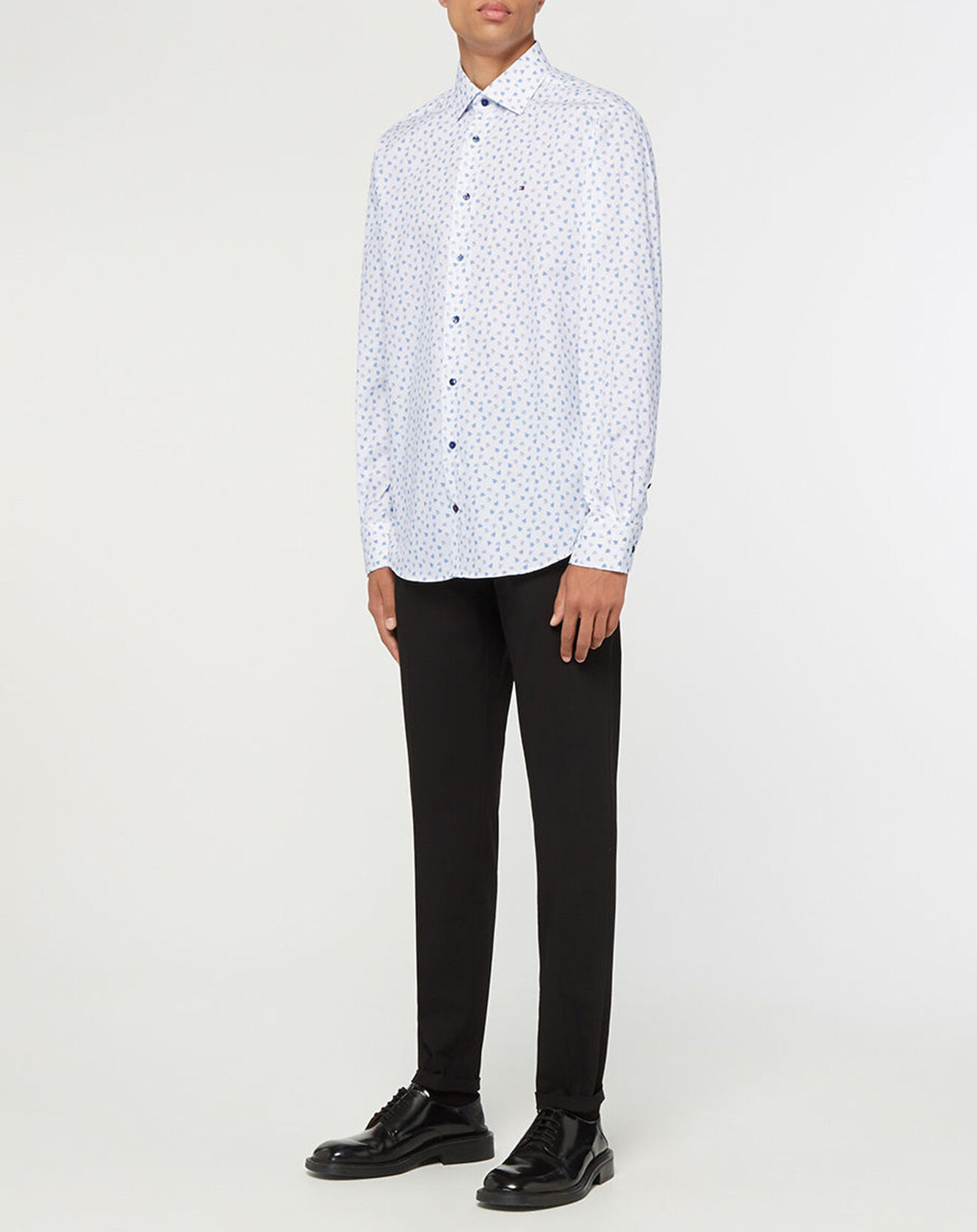 Tommy Hilfiger Chemise Regular imprimé feuilles blanc/bleu