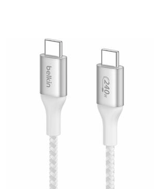 (1m) 240W Boost Charge USB C auf USB C Ladekabel Nylon Datenkabel (CAB015BT1mWH) - Weiss