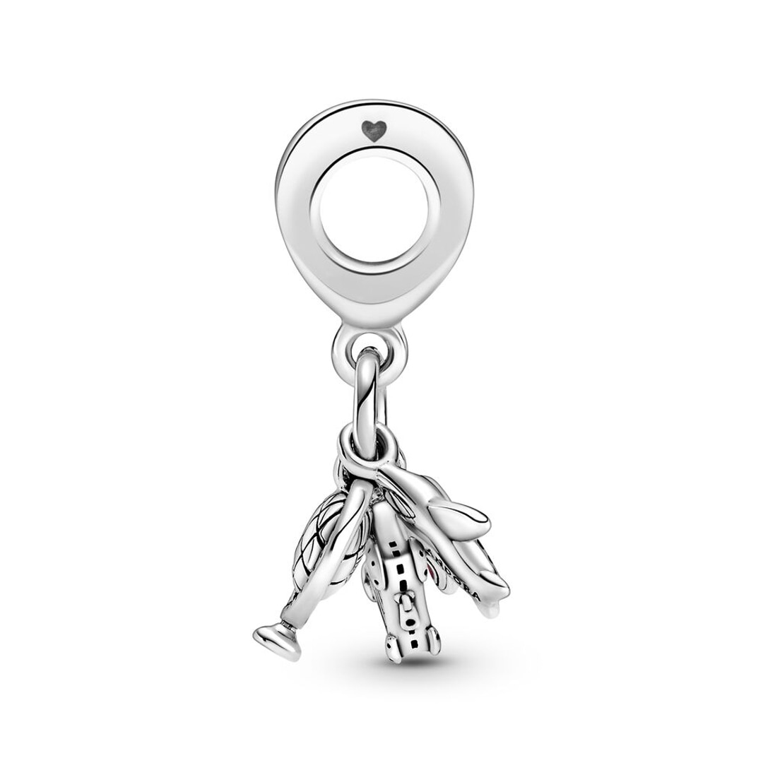 Pandora Moments Flugzeug, Globus und Koffer Charm-Anhänger
