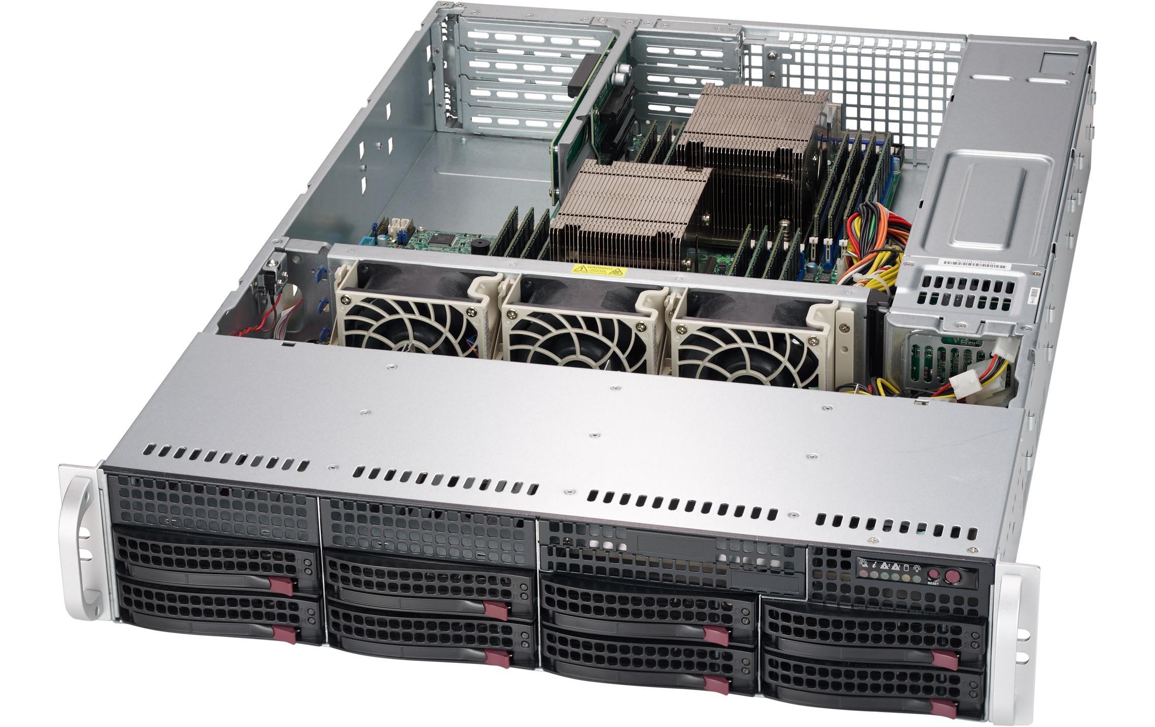 SuperChassis 825TQC-R802WB<br>2U-Rackmount-Chassis mit Unterstützung für 8x 3.5