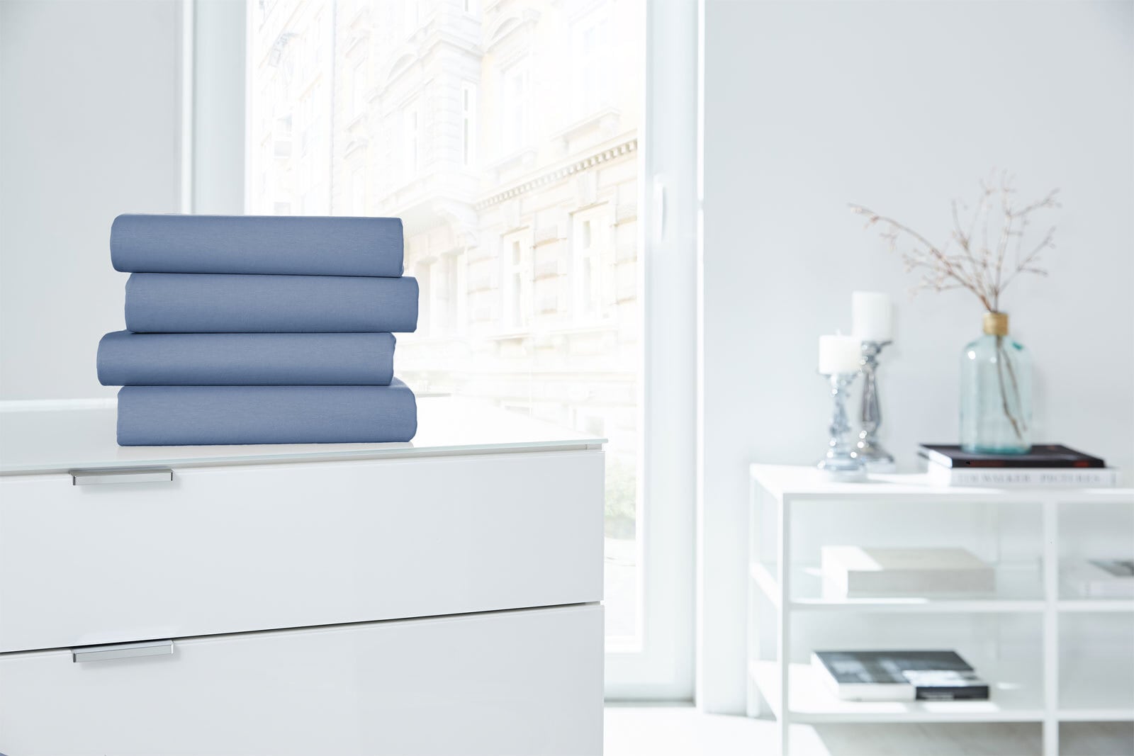 Vario Spannbetttuch Stretch Elasthan-Feinjersey 140 x 200-160 x 220 cm blau