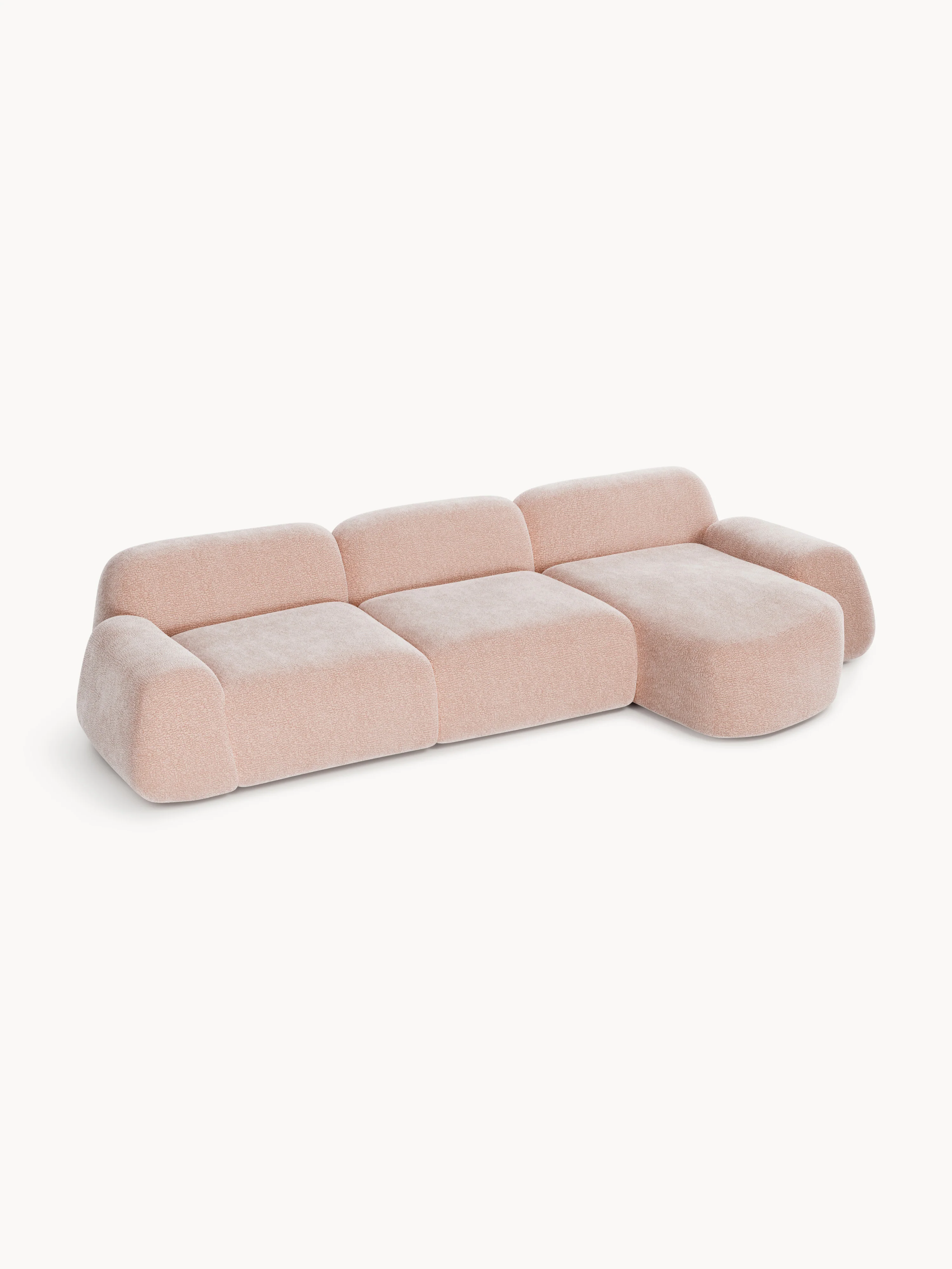 Modulaire teddy-hoekbank Wolke (4-zits)