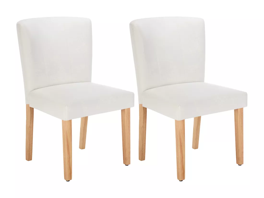 Lot de 2 chaises en simili et bois d'hévéa - Blanc - ANALIA