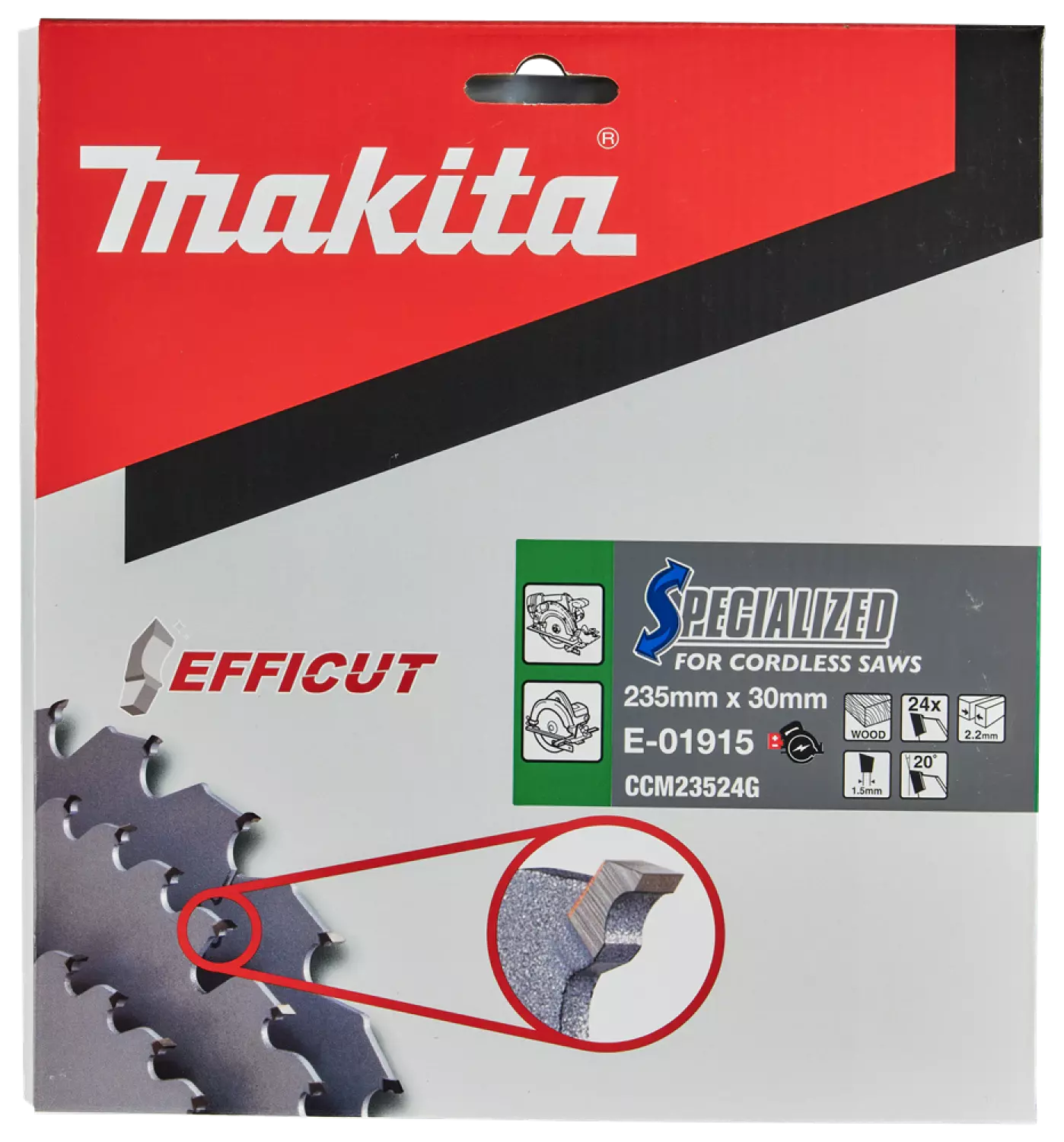 Makita E-01915 Efficut Cirkelzaagblad Hout - 235x30x2,2mm 24T
