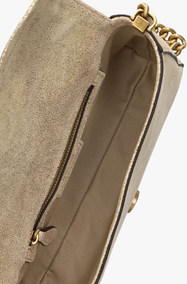 goudkleurig pinko schoudertas love one mini slouchy