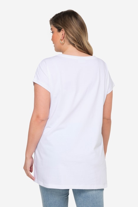 T-Shirt, oversized, Loch-Stickereien, Rundhals