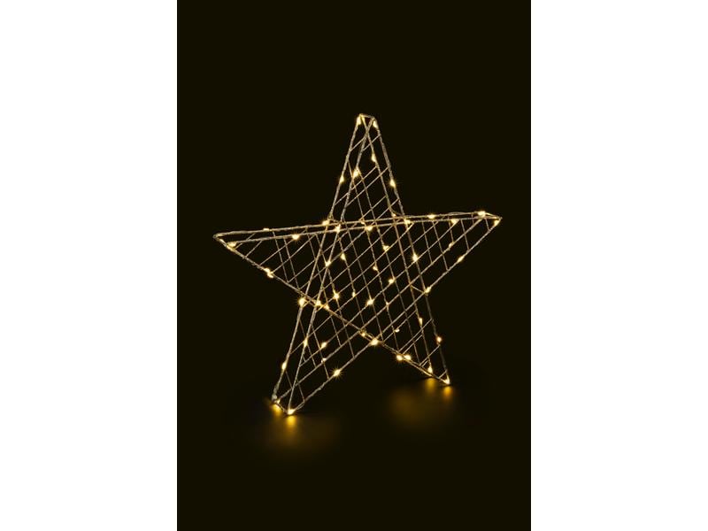 STT Tischdeko Svenja Star 3D Stern, 40 cm, Gold LED Weihnachtsdekoration