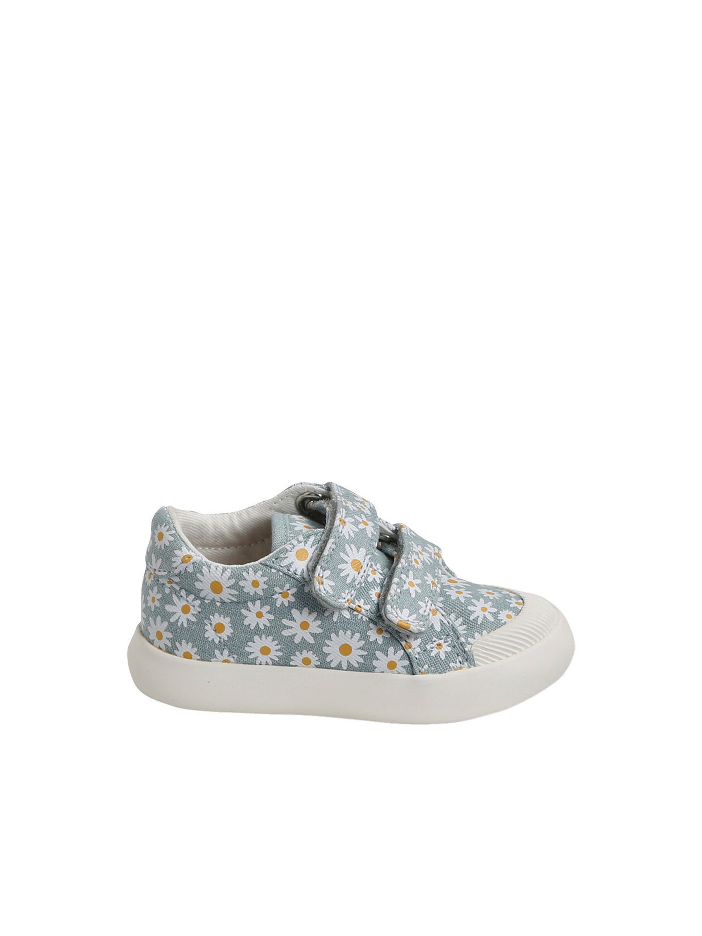 Vertbaudet Mädchen Baby Stoffschuhe, Klett blau bedruckt