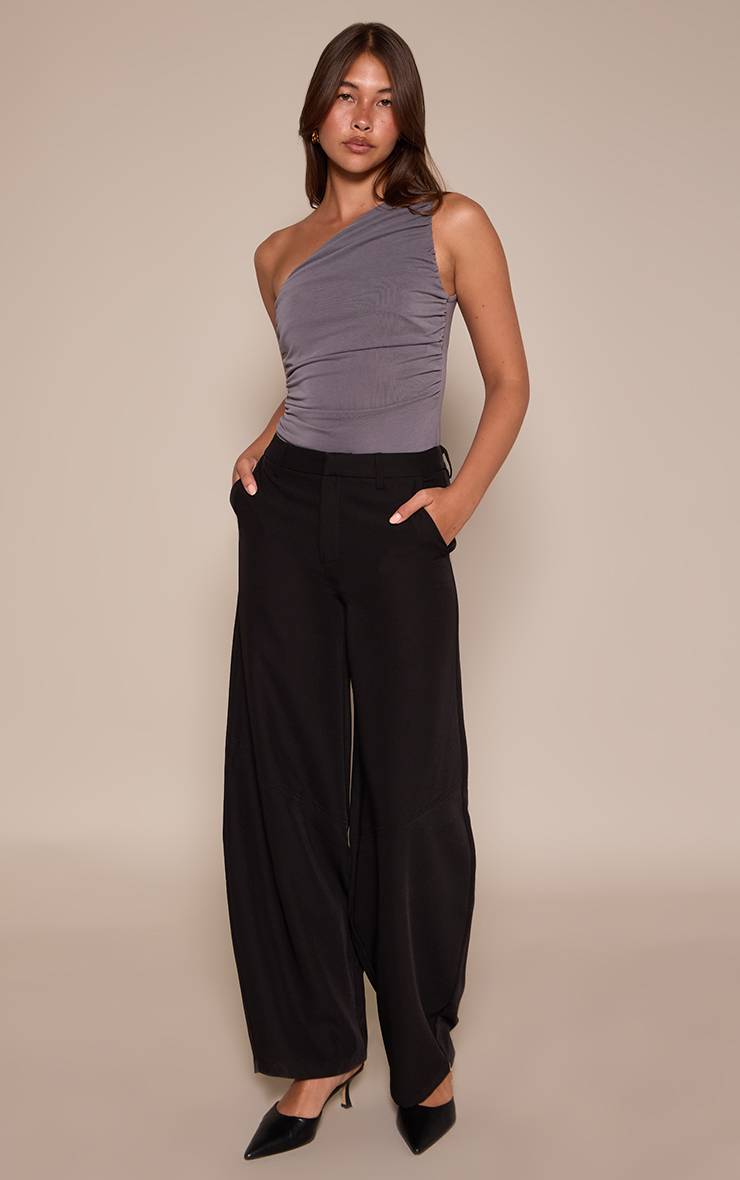 Charcoal Blue Body Asymétrique En Modal Avec Détails Froncés