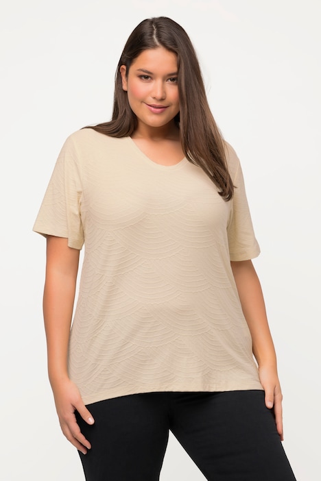 T-Shirt, Wellen, V-Ausschnitt, Halbarm, Biobaumwolle