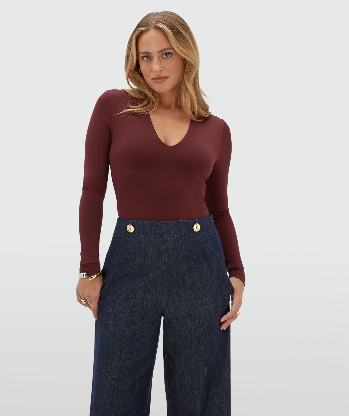 JV-WYREN slim fit body - burgundy