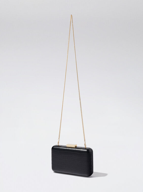 Clutch de festa com estampa animal - Preta