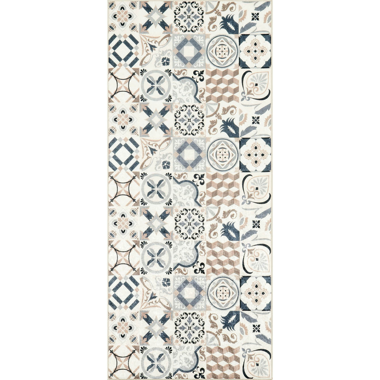 Nazar Rugs Tapis Azulejo 755 marron - 50x100 cm
