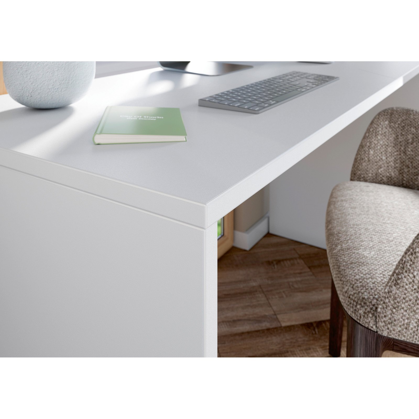 Schreibtisch Hasselt Dekor weiss/Eiche 140 x 75 x 60 cm