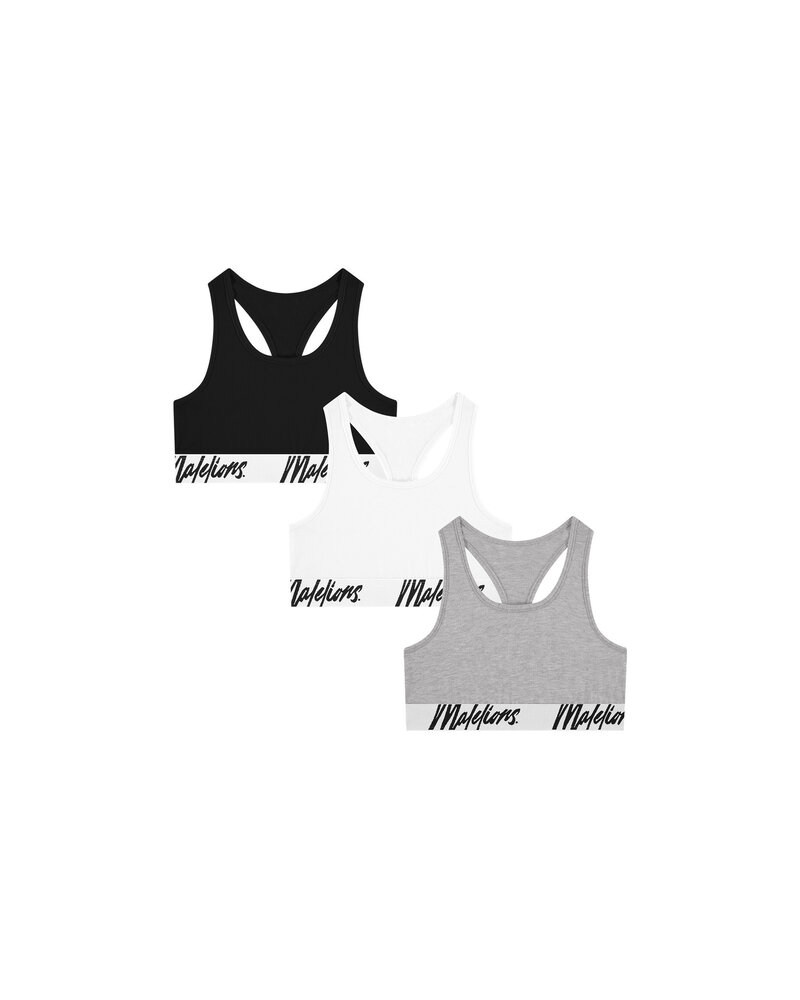Malelions Bralette 3-Pack Dames Wit/Grijs/Zwart