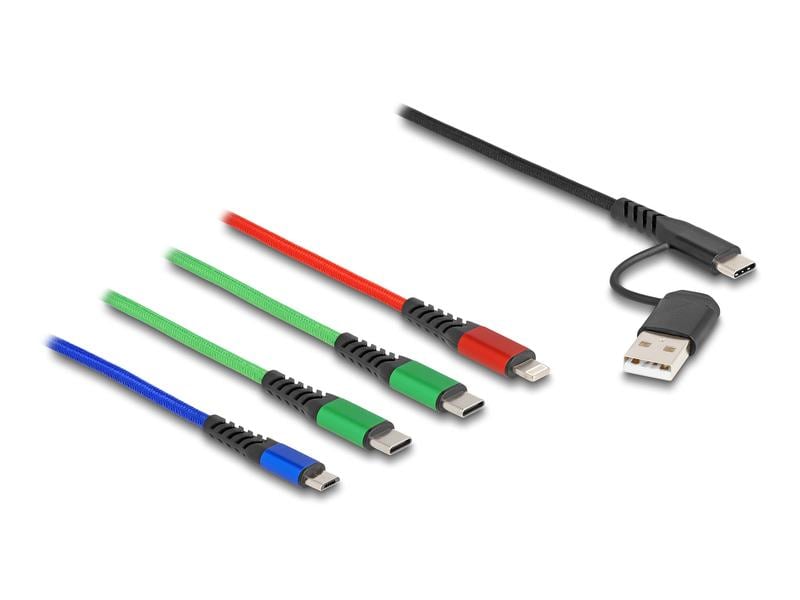 Delock USB-Ladekabel USB A/USB C - Lightning/Micro-USB B/US Delock USB Ladekabel 4 in 1 USB Typ-A   USB-C zu Lightning / Micro USB / 2 x USB Type-C 1.20 m