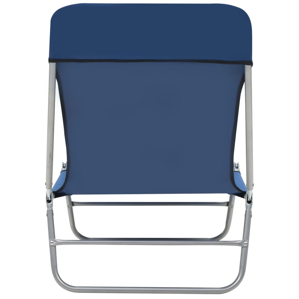 Lot deux chaises longues pliables acier et tissu bleu