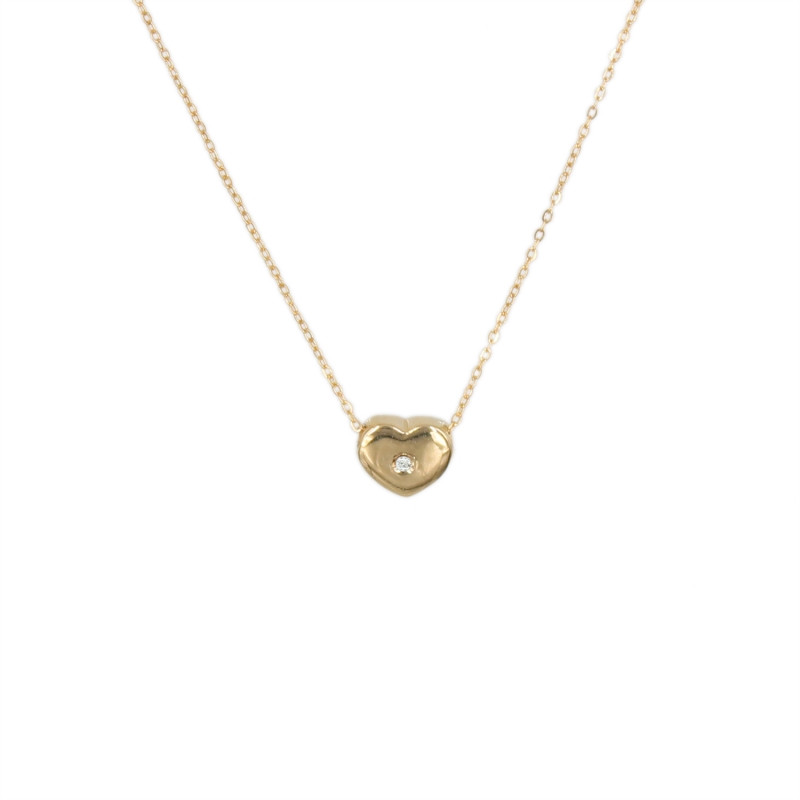 Collier Femme Or Jaune et Diamant - Pendentif Coeur