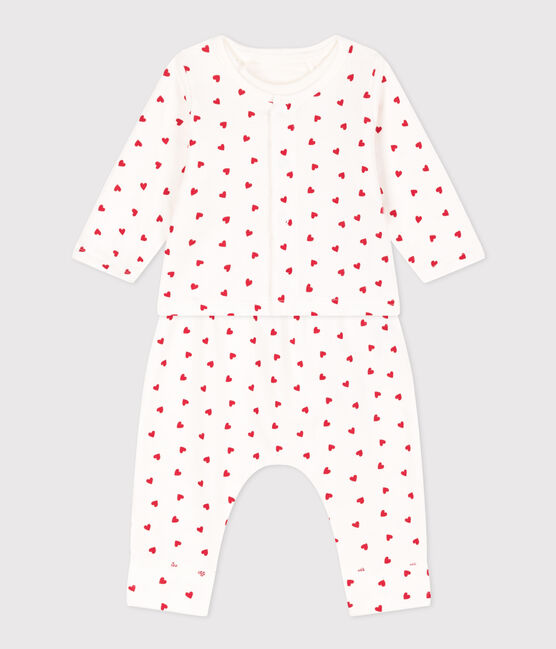 Ensemble en molleton imprimé petits cœurs bébé