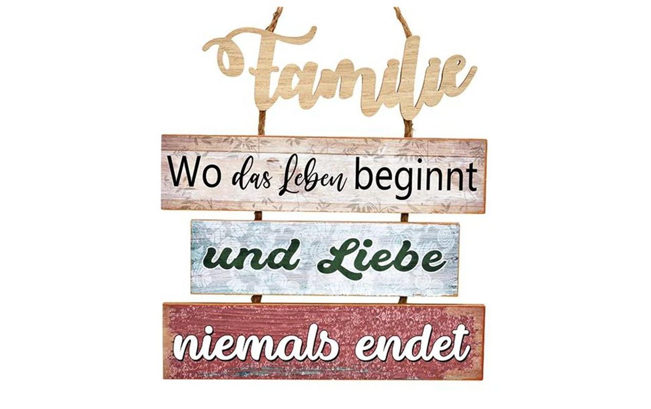 Schild Familie 33 x 36 cm, HolzWandbild mit Familiensprüchen