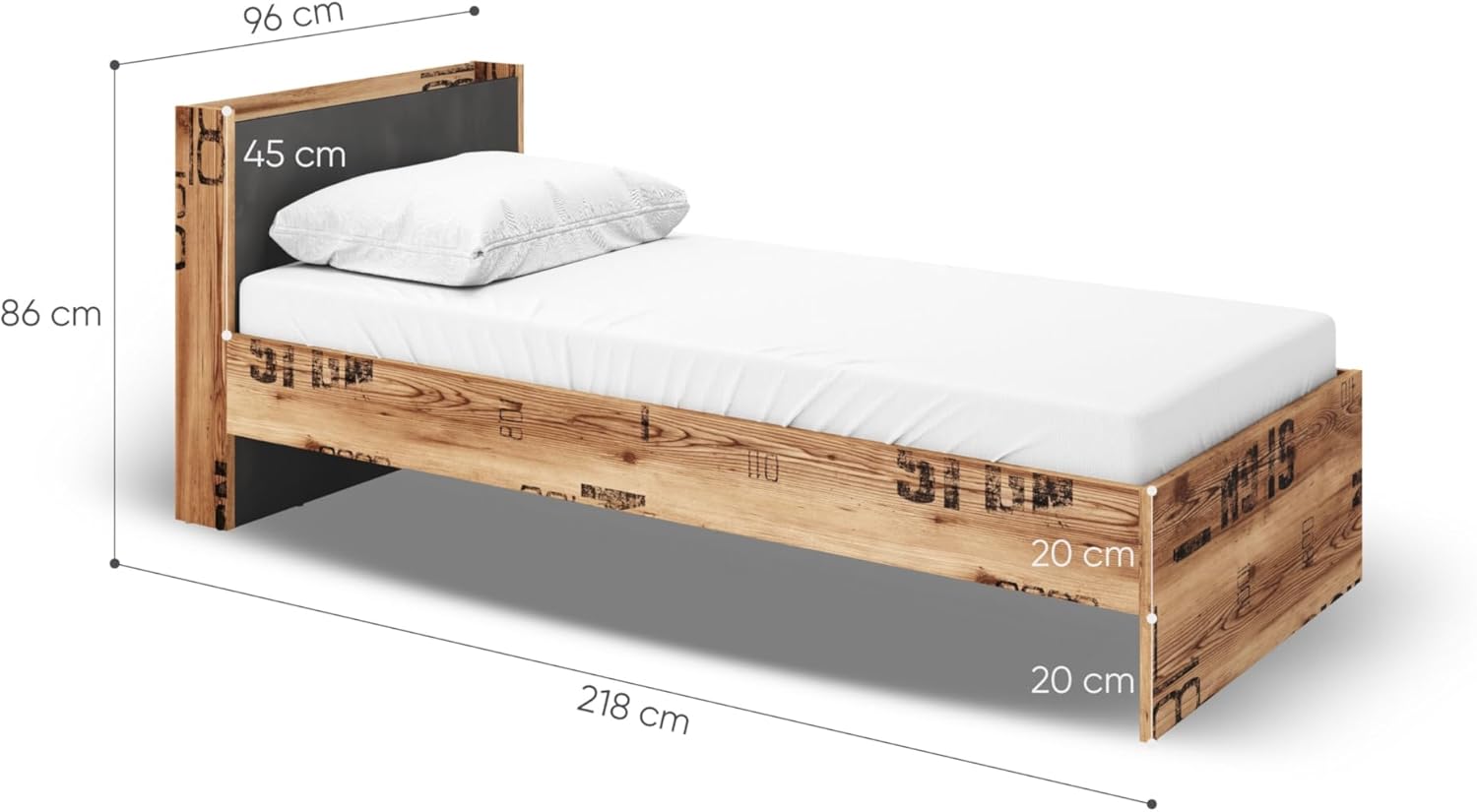 Generisch Jugendzimmer Set Fargo, Mehrfarbig, 90x200cm Bett ohne Matratze, Modern, Montage erforderlich, Rechteckig, Wandmontage, 5-teilig mit Schreibtisch, Eckschrank und Nachtschrank