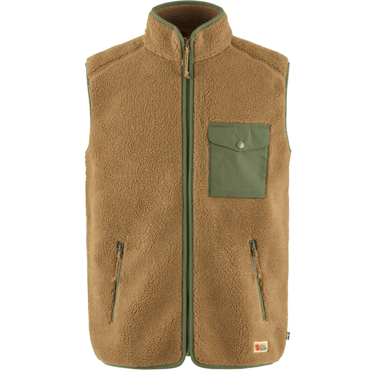 Fjällräven Men's Vardag Pile Fleece Vest Buckwheat Brown-Laurel Green