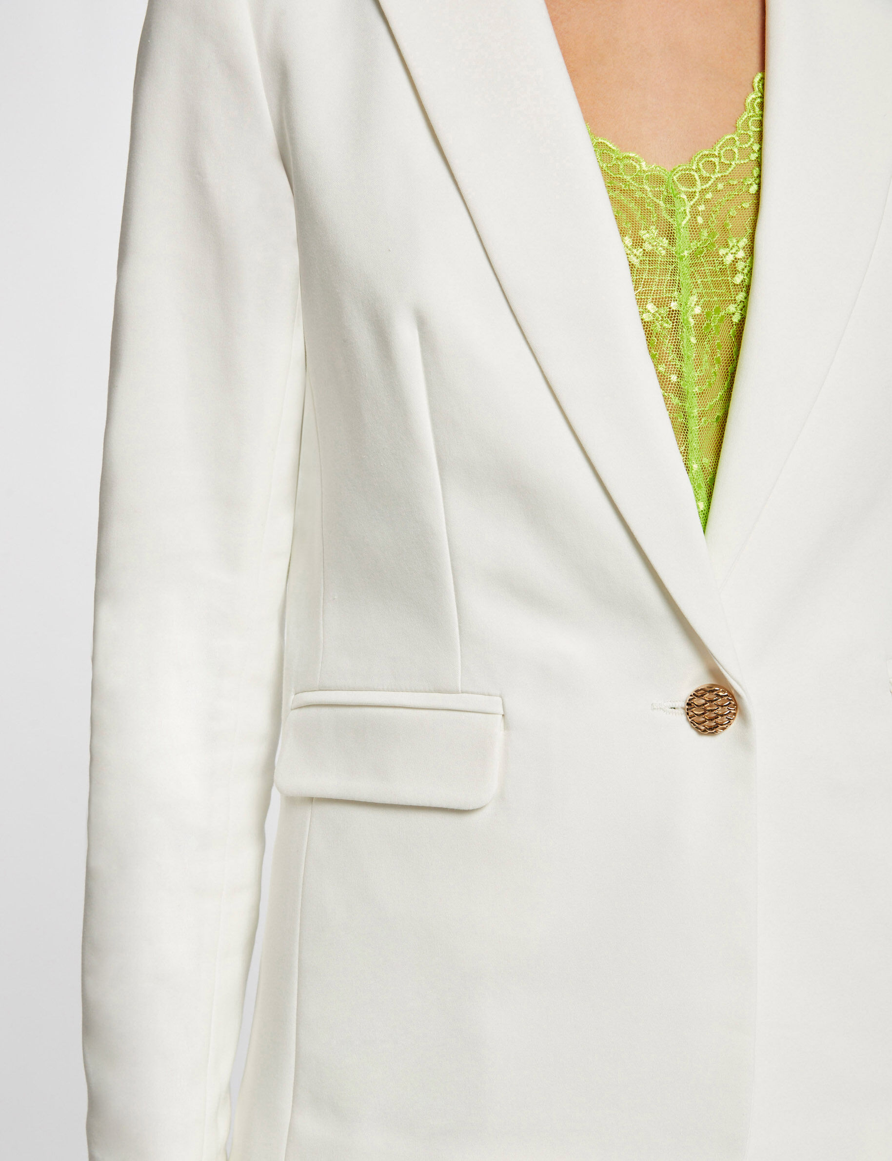 Veste tailleur droite boutonnée ecru femme - ecru