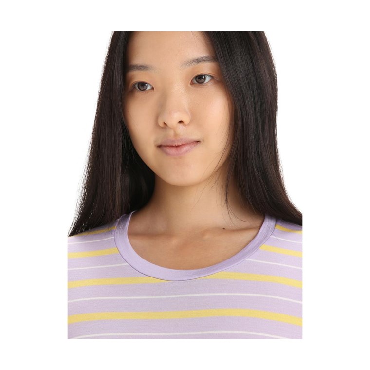 Icebreaker Wave Stripe SS Tee Women Purple Gaze/Summer